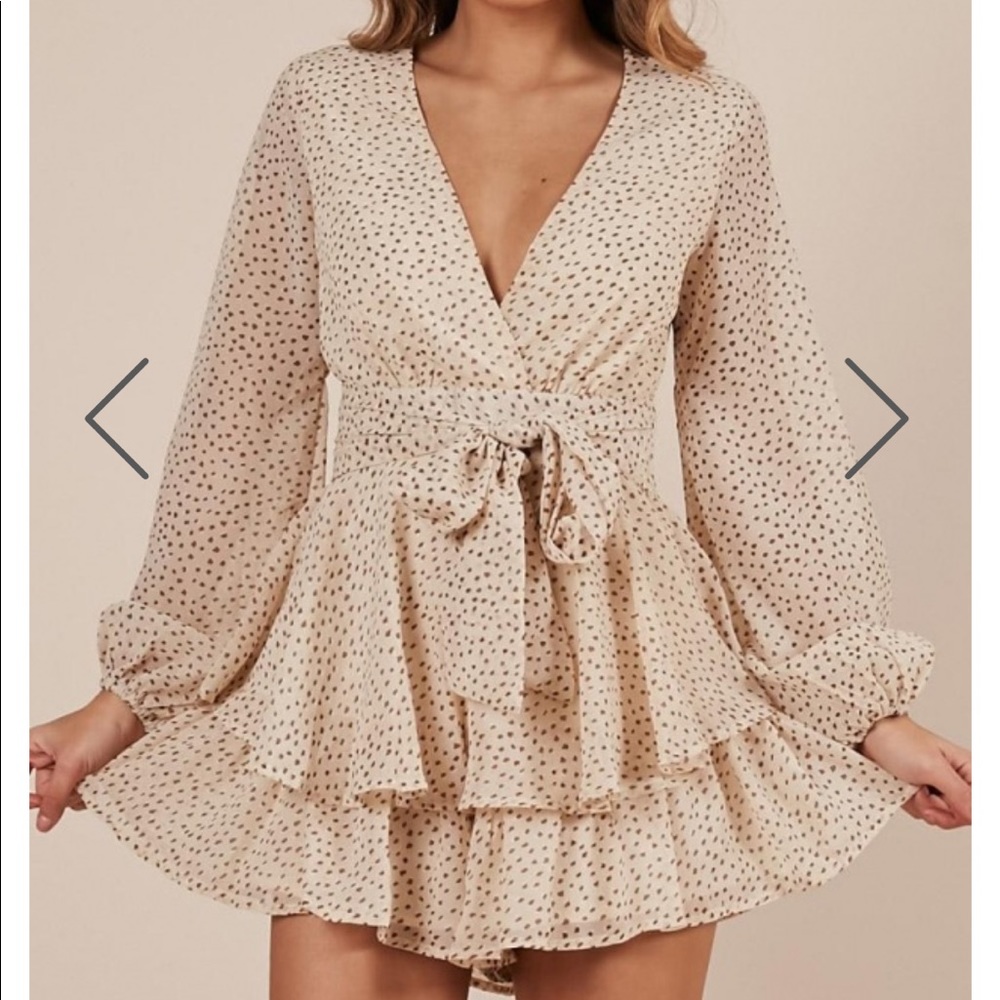 On rotation playsuit in cream dot - showpo